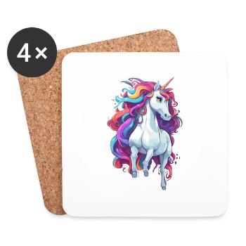 Einhorn / Fabelwesen / Märchen / Magie / Glitzer - Untersetzer (4er-Set) - Weiß - Vorne