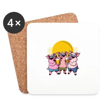 Malle 2024 Party Team Sau Mallorca - Coasters (set of 4) - white - Front
