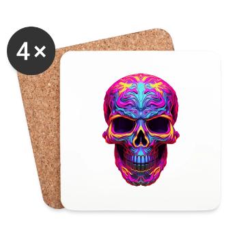 Neon Skull 2 - Coasters (set of 4) - white - Front