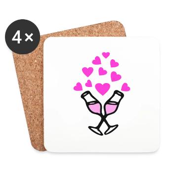 🥂💖Romantic toast design for specialdays - Coasters (set of 4) - white - Front