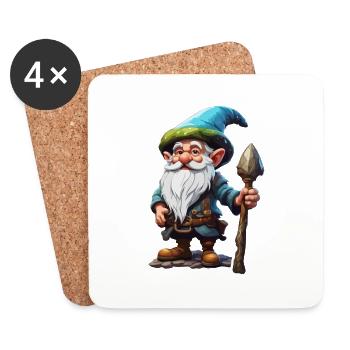 Gartenzwerg / Märchenland / Kobold / Gnom / Logo - Untersetzer (4er-Set) - Weiß - Vorne