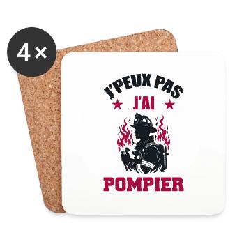 Je peux Pas J'ai Pompier - Dessous de verre (lot de 4) - blanc - Devant