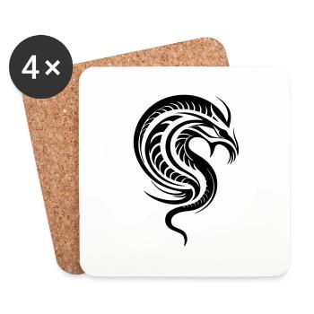 Schlangenkopf Drache in Tribal Art - Untersetzer (4er-Set) - Weiß - Vorne