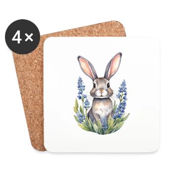 Texas Bluebonnet Hase Hase - Untersetzer (4er-Set) - Weiß - Vorne
