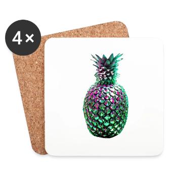 metall,ananas mit pailletten,Paillettenn,Ananas - Untersetzer (4er-Set) - Weiß - Vorne