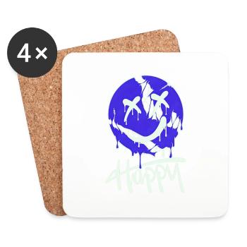 Happy Positive Celebration Cartoon Party Banner - Coasters (set of 4) - white - Front