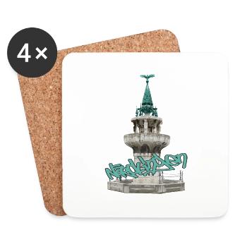Kriegerbrunnen // Nördlingen // Illustration - Untersetzer (4er-Set) - Weiß - Vorne