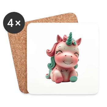 Einhorn - Unicorn - Untersetzer (4er-Set) - Weiß - Vorne
