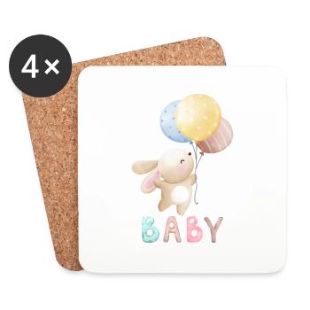 Baby Häschen - Untersetzer (4er-Set) - Weiß - Vorne