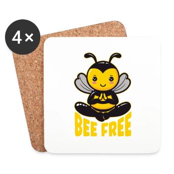 Sans abeille - Dessous de verre (lot de 4) - blanc - Devant