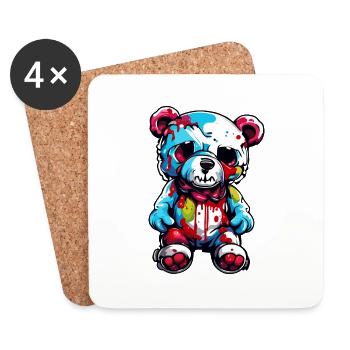 Teddybär / Kuscheltier / Stofftier / Geschenkidee - Untersetzer (4er-Set) - Weiß - Vorne