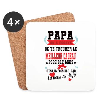 Belle idée cadeau drôle pour papa fete des pères - Dessous de verre (lot de 4) - blanc - Devant