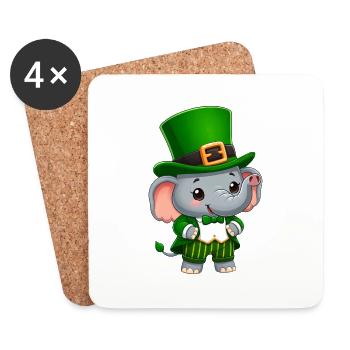 St. Patricks Day Elefant Grün - Untersetzer (4er-Set) - Weiß - Vorne