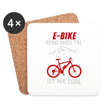 E-Bike Berg oder Tal ist mir Egal Geschenkidee - Untersetzer (4er-Set) - Weiß - Vorne