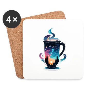 Silhouette / Forest / Portrait / Trees / Mug - Coasters (set of 4) - white - Front
