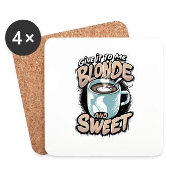 Café au lait et au sucre - Dessous de verre (lot de 4) - blanc - Devant