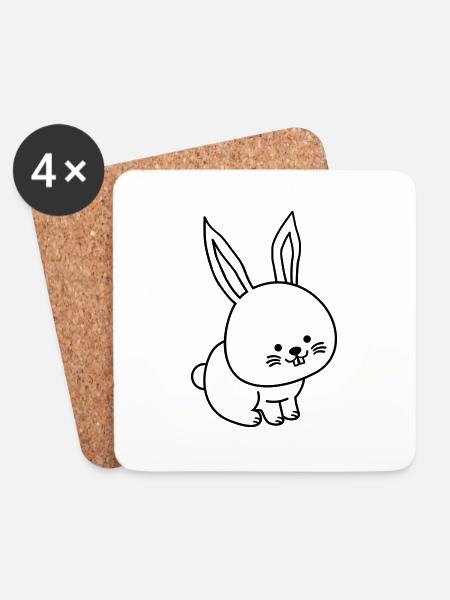 hase - Untersetzer (4er-Set) - Weiß