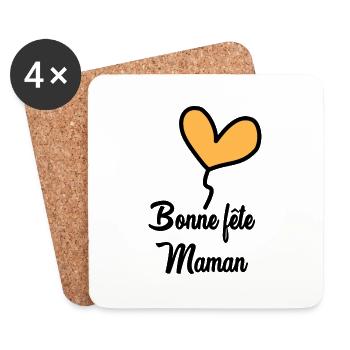 BONNE FÊTE MAMAN - Dessous de verre (lot de 4) - blanc - Devant