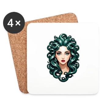 Medusa Griechische Mythologie Monster - Untersetzer (4er-Set) - Weiß - Vorne