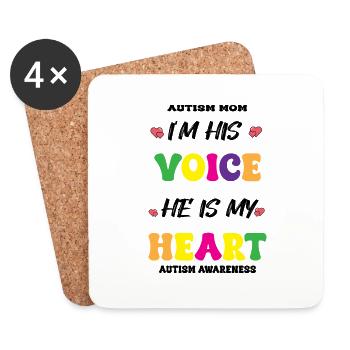 I'm his VOICE He is my HEART - Coasters (set of 4) - white - Front