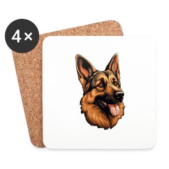 German Shepherd's Head German - Coasters (set of 4) - white - Front