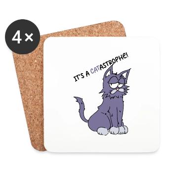 Funny saying: It's a catastophe - Coasters (set of 4) - white - Front