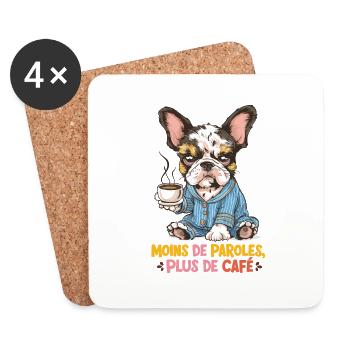 moins parler plus de café - Dessous de verre (lot de 4) - blanc - Devant