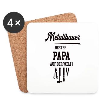 Bester Papa Metallbauer Metallbau Vatertag Geb - Untersetzer (4er-Set) - Weiß - Vorne