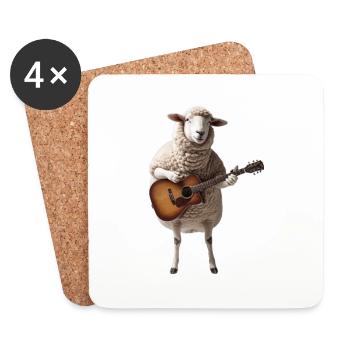 mouton brebie guitare - Dessous de verre (lot de 4) - blanc - Devant