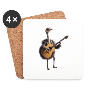 autruche oiseau guitare - Dessous de verre (lot de 4) - blanc - Devant