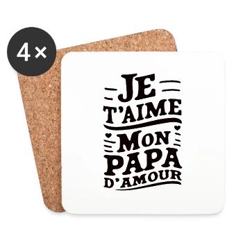 Belle idée cadeau fete des pères anniversaire papa - Dessous de verre (lot de 4) - blanc - Devant