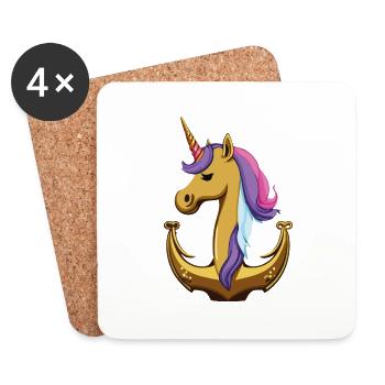 einhorn anker - Untersetzer (4er-Set) - Weiß - Vorne