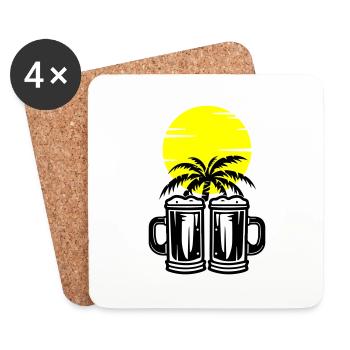 Bier Palmen Insel Urlaub - Untersetzer (4er-Set) - Weiß - Vorne