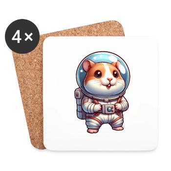 Cute hamster astronaut in space - Coasters (set of 4) - white - Front