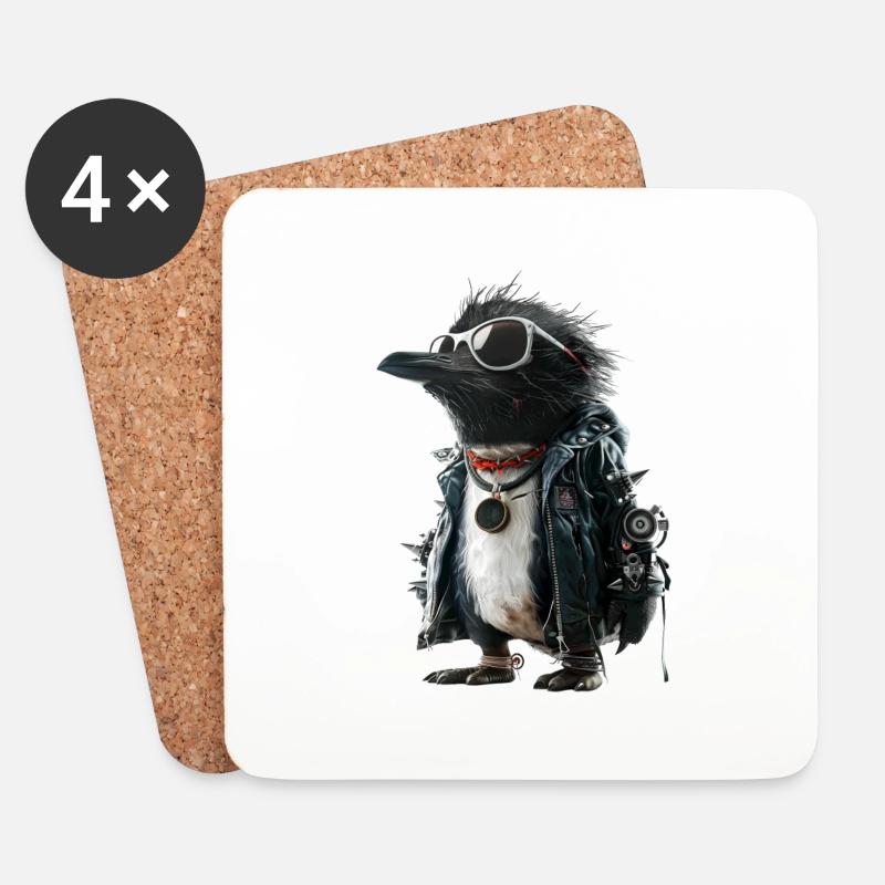 Pinguin Punk - Coasters (set of 4) - white