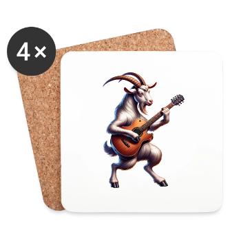 Cool Goat Playing Electric Guitar Band Design - Coasters (set of 4) - white - Front