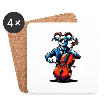 Cool Goat Playing Cello Music Band Orchestra - Coasters (set of 4) - white - Front