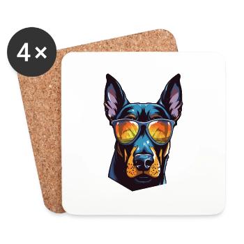 Doberman Hund Kopf Cool - Untersetzer (4er-Set) - Weiß - Vorne