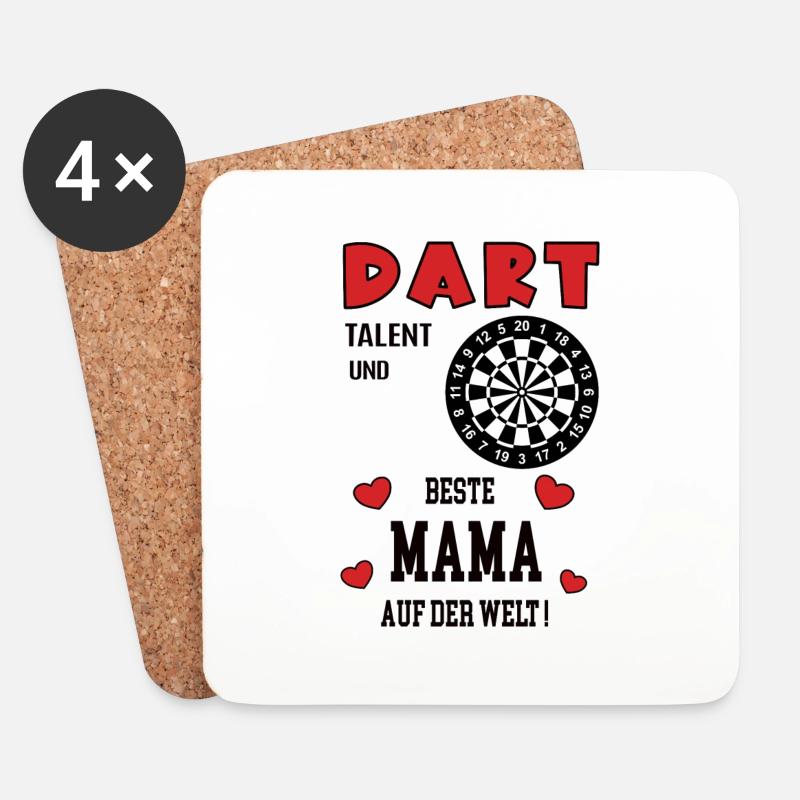 Dart Spielerin Mama Darterin Mutter Frau Darts - Untersetzer (4er-Set) - Weiß