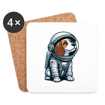 Beagle astronaut in space - Coasters (set of 4) - white - Front