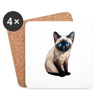 Siamkatze niedlich - Untersetzer (4er-Set) - Weiß - Vorne