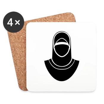 hijab headscarf muslim woman - Coasters (set of 4) - white - Front