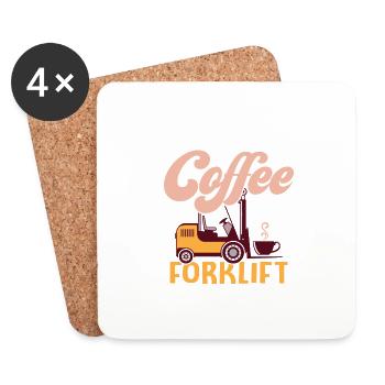 A Good Day Starts With Coffee And Forklift Driving - Untersetzer (4er-Set) - Weiß - Vorne
