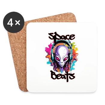 Casque / Audio / Musique / Son / Cool - Dessous de verre (lot de 4) - blanc - Devant