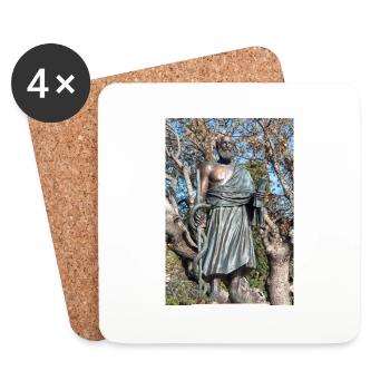 Statue d’Hippocrate, ville de Kos, île de Kos Sud - Dessous de verre (lot de 4) - blanc - Devant