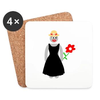 Frau hält eine Rose in der Hand - Untersetzer (4er-Set) - Weiß - Vorne