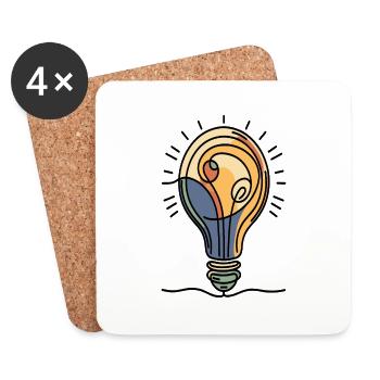 Leuchtende Ideen Bunte Glühbirne Design - Untersetzer (4er-Set) - Weiß - Vorne