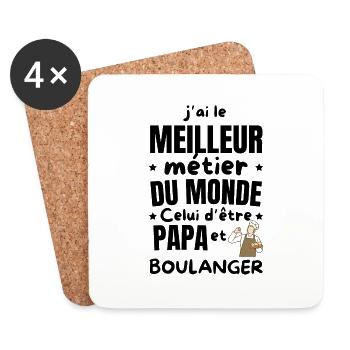 PAPA BOULANGER - Dessous de verre (lot de 4) - blanc - Devant