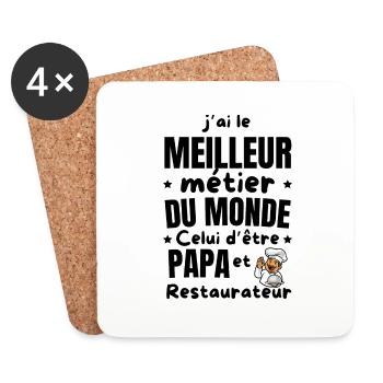 PAPA RESTAURATEUR - Dessous de verre (lot de 4) - blanc - Devant