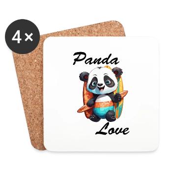 Panda / Animal / Zoo / Bamboo / Wild / Childlike - Coasters (set of 4) - white - Front